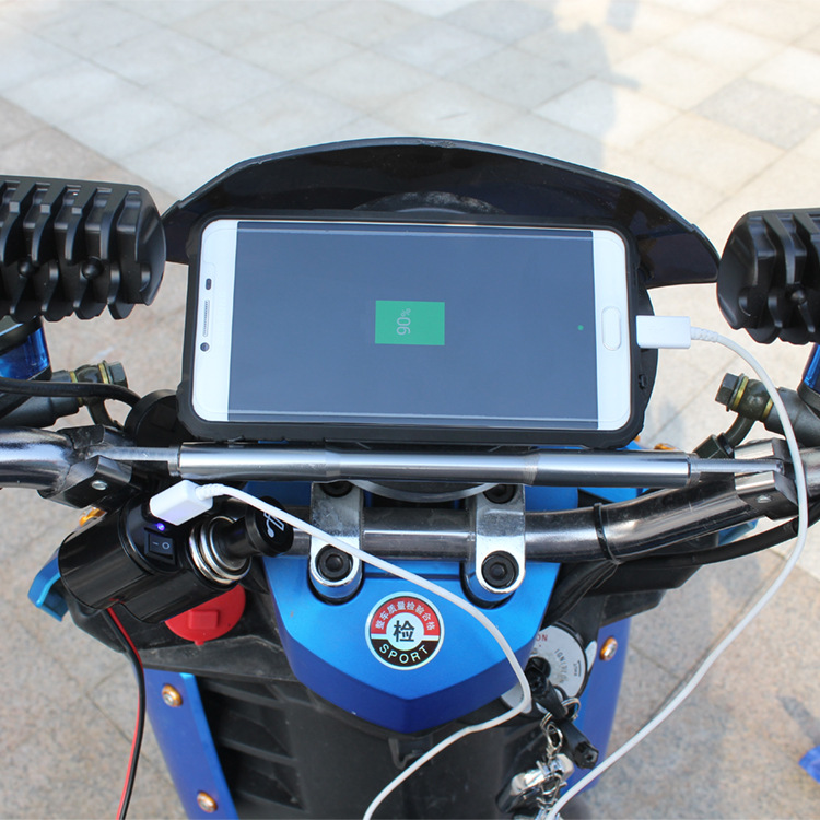 电动车摩托车改装配件车载手机USB充电器 跨骑车12V点烟器