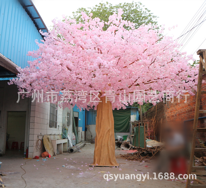 广州仿真白色樱花树出口假樱花树大型假绿植装饰摆件