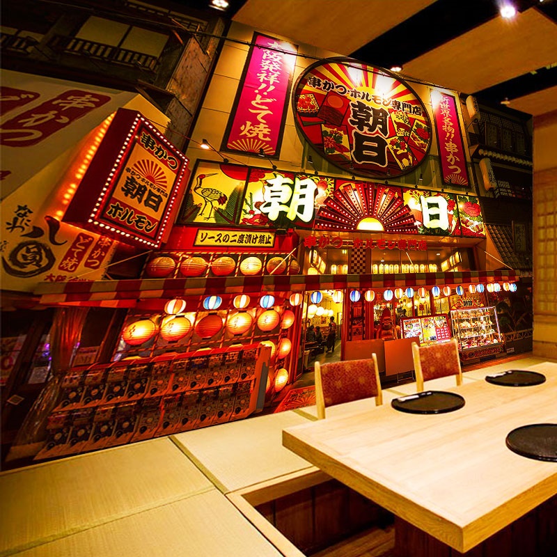 日式风格居酒屋墙纸和风装饰墙布日料寿司店餐厅清酒馆背景墙壁纸
