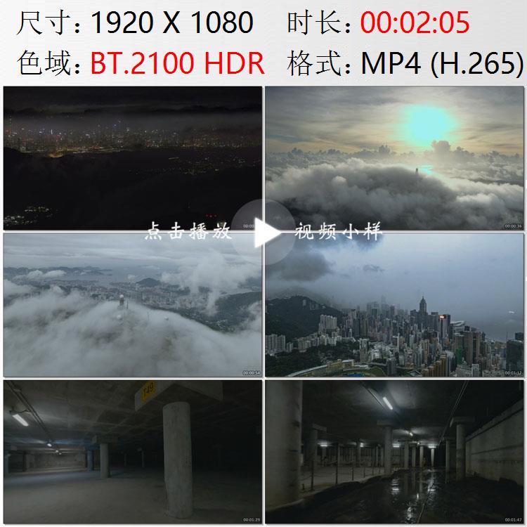航拍香港雷雨天气大帽山天气雷达站跑马地地下蓄洪池实拍视频素材