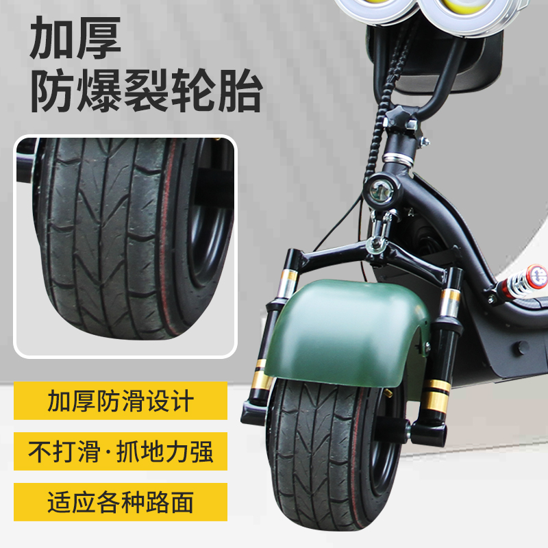 小哈雷折叠电瓶车电动自行车滑板车宽轮胎跑车踏板双人锂电摩托车
