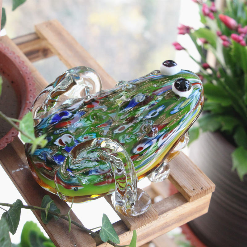 创意时尚北欧玻璃装饰品仿真动物造景手工琉璃青蛙可爱工艺品摆件