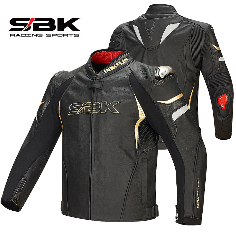 新台湾SBK摩托车骑行服牛皮GT-S防摔衣赛车夹克钛合金皮衣带驼峰