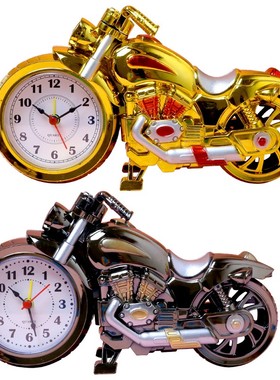 摩托模型摆件定时闹钟时钟创意学生个性床头钟复古怀旧摩托车闹钟