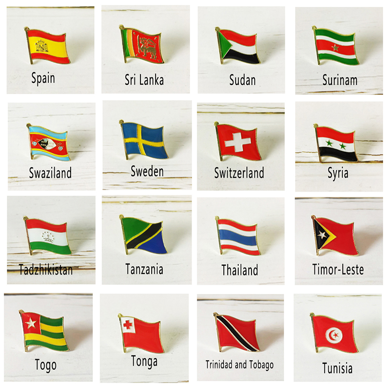 西班牙 瑞士 瑞典等国家国旗小胸章 蝴蝶扣胸针 服饰装饰