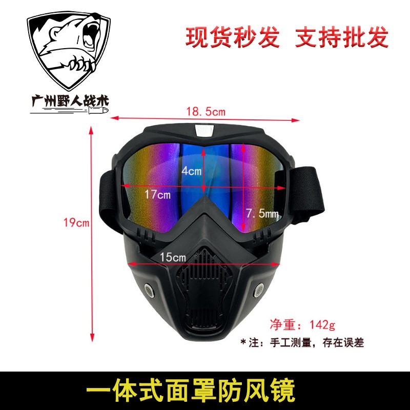 防风沙护目镜骑行滑雪摩托车面罩一体式军迷CS战术抗击眼镜面具