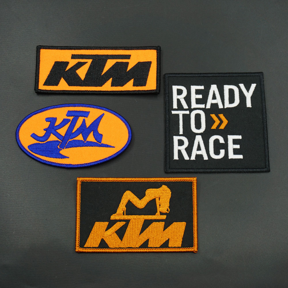 KTM摩托车大牌logo魔术贴徽章背包胸章臂章破洞补丁贴片刺绣布贴
