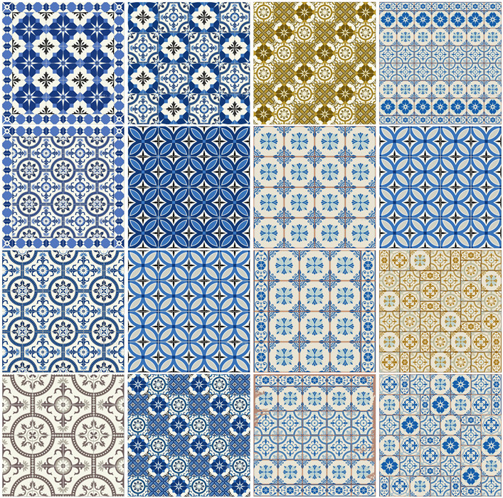 A4097矢量复古土耳其摩洛哥风格瓷砖四方连续纹样花纹 AI设计素材