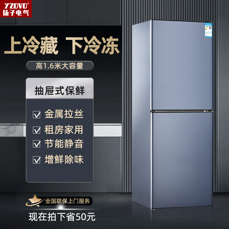 扬子电气无霜双开门电冰箱冷藏冷冻小型家用宿舍一级节能两门冰箱