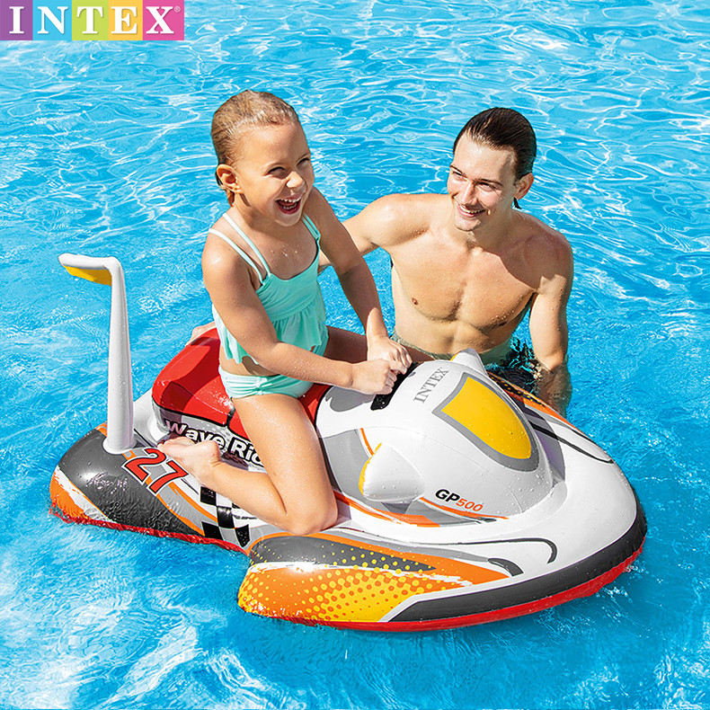 新款INTEX飞艇坐骑游泳圈 儿童水上加厚充气浮船 小孩户外摩托艇
