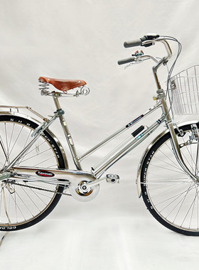 全新出口日本自行车内三速24-26-27寸双斜男女通用川崎牌复古款