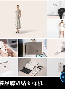 简约文艺高档品牌服装酒店VI提案展示LOGO效果贴图样机PSD素材