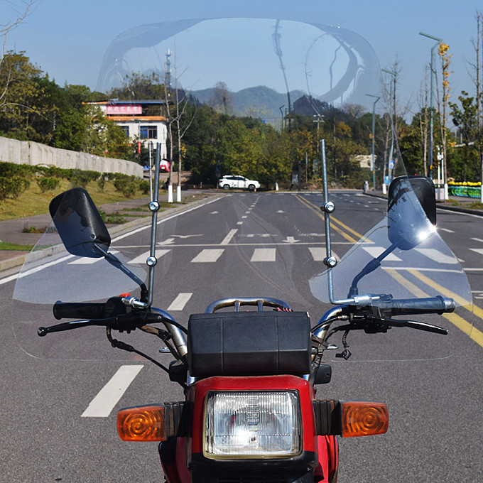 摩托车前挡风加宽加高男装摩托车挡风玻璃三轮前挡风罩防风透明板