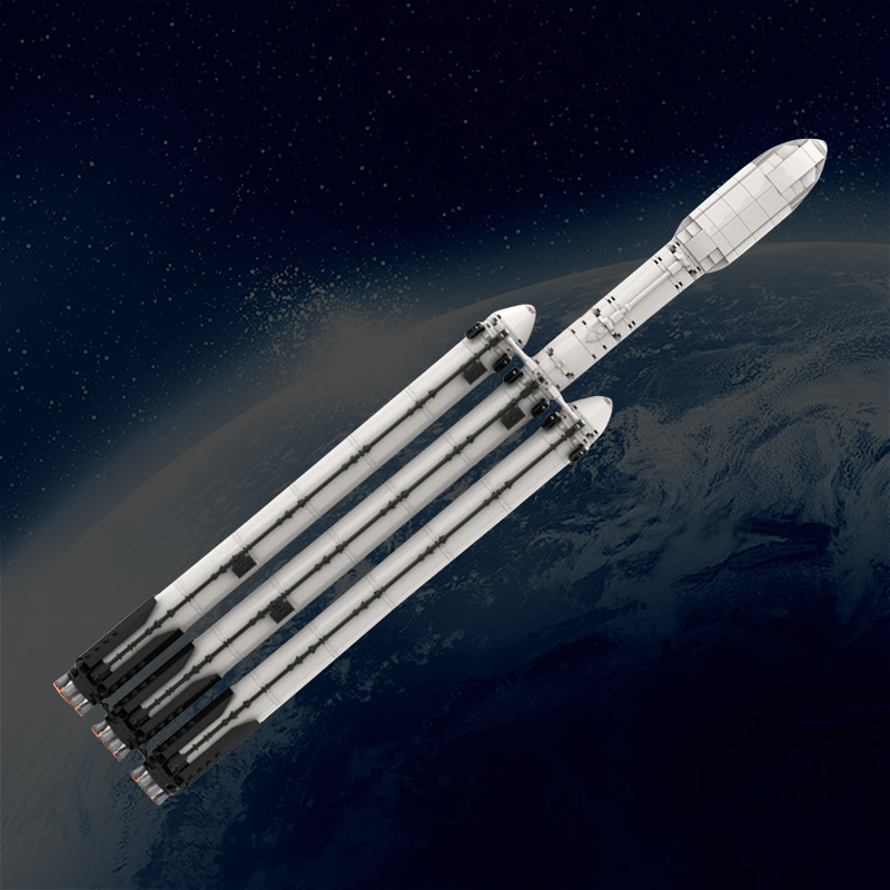 太空航天猎鹰重型小火箭模型摆件小颗粒拼装积木MOC益智儿童玩具