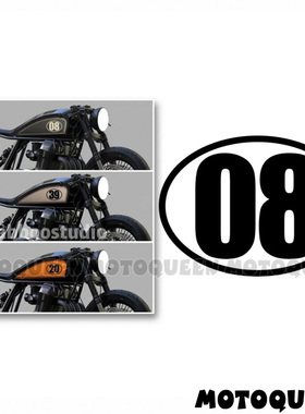 电动踏板小牛复古机车队摩托车数字号码头盔油箱边盖贴纸贴花定制