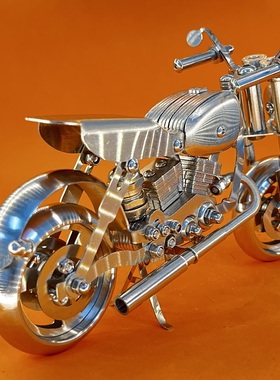 不锈钢摩托车机车模型送男友房间摆件金属玩具仿真跑车生日礼物