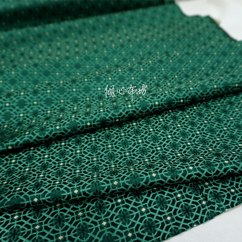 优质深绿墨绿色什锦花纹底纹锦缎布料中国式丝绸古香缎子云锦面料