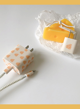 满印芝士奶酪充电器贴纸适用于iPhone18W/20W/5W插头保护装饰贴