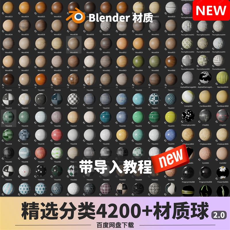 材质球blender预设着色器资产库高清纹理贴图渲染玻璃 金属材质包