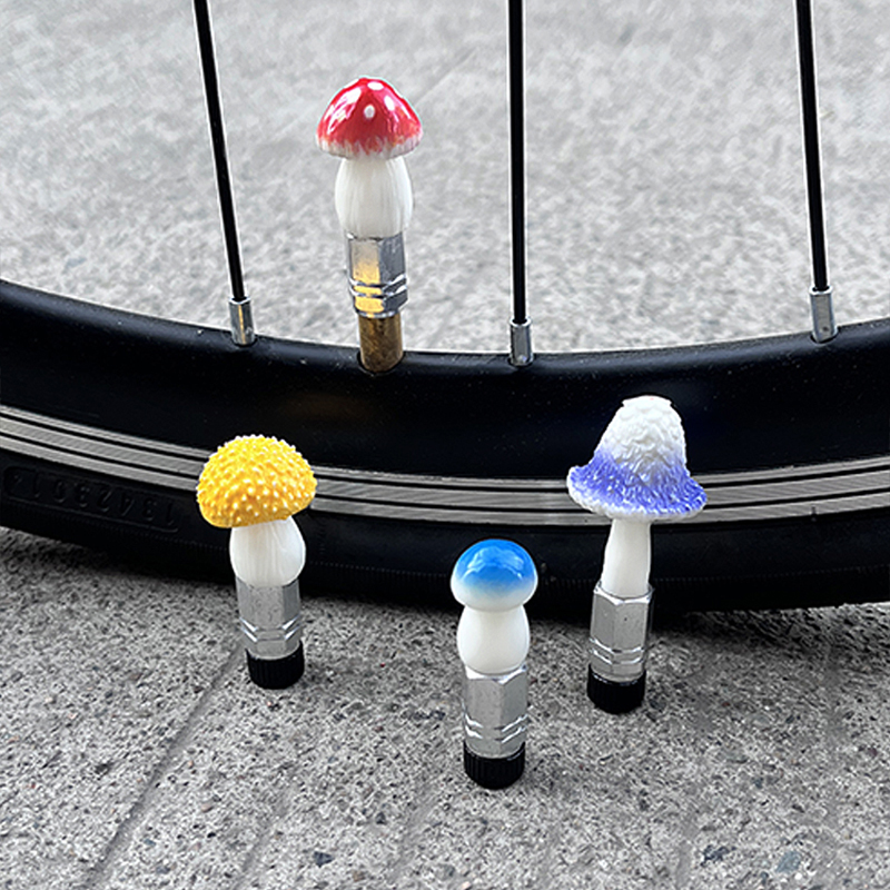 自行车轮胎气门芯套装饰小蘑菇彩色创意转换头法嘴美嘴轮胎充气孔