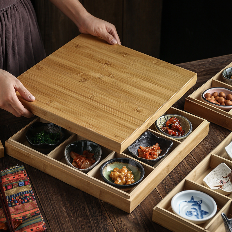 日式小吃碟九宫格分格餐具陶瓷干果盘民宿餐具和风早餐家用盘子