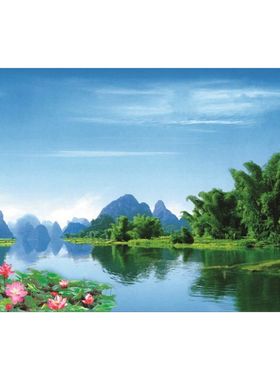 定制桂林山水大自然风景墙画海报壁画贴图客厅电视沙发背景图包邮