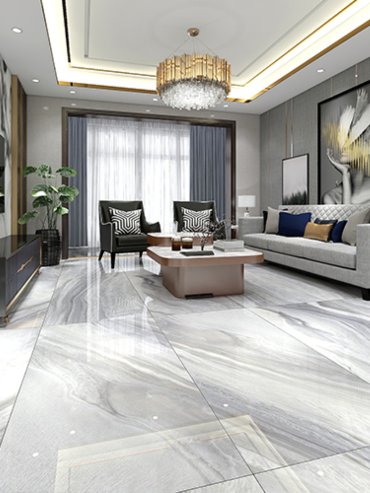 客厅大规格通体大理石瓷砖电视背景墙现代简约地板砖新款750x1500