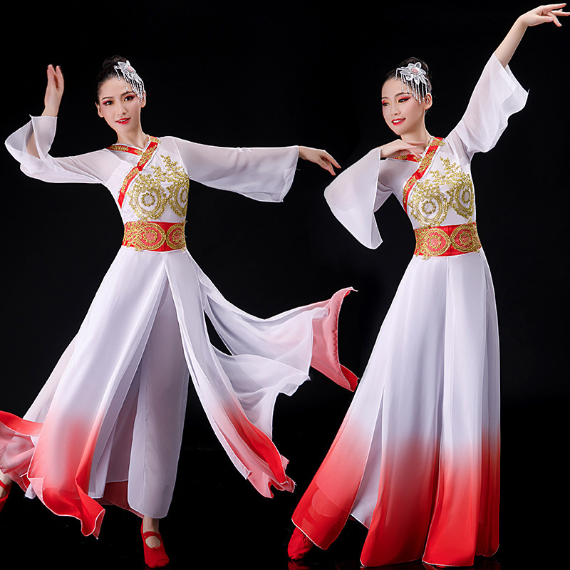 中国风身韵纱衣练功服民族伞舞扇子舞舞蹈服装古典舞演出服套装