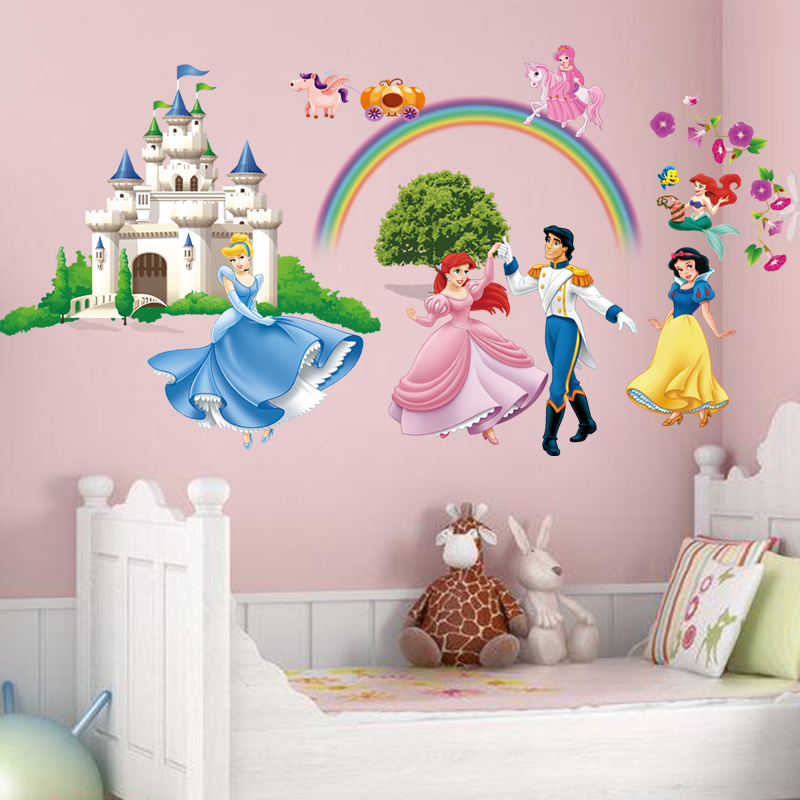 迪士尼白雪公主七个小矮人贴纸墙贴画小女孩房间卧室装饰布置墙纸