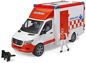 德国原装进口Bruder布鲁德奔驰救护医疗车声效医生人偶儿童玩具车