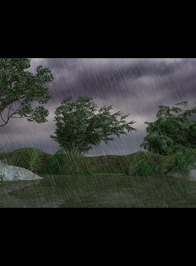 白兔记阴雨大雨大风吹阴雨天湿地高清LED大屏幕舞台背景虚拟图片