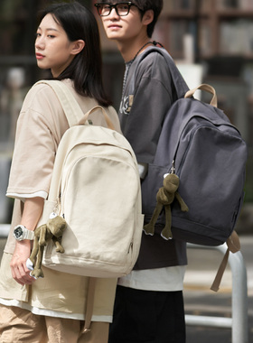 韩版帆布双肩包女款大容量书包大学生高中生2024新款旅行电脑背包