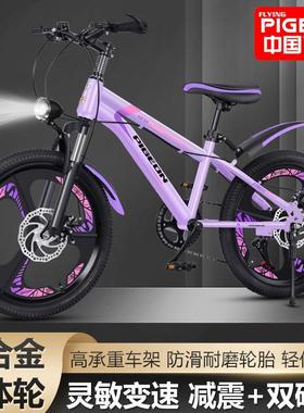 儿童自行车8-10-12-15岁女孩女童紫色脚踏车单车中小学生变速赛车