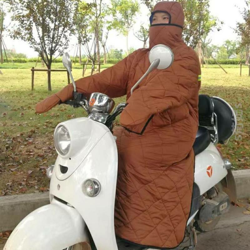 防风_加厚挡风一体电动车摩托大码单人保暖雨衣防水加绒被电瓶车