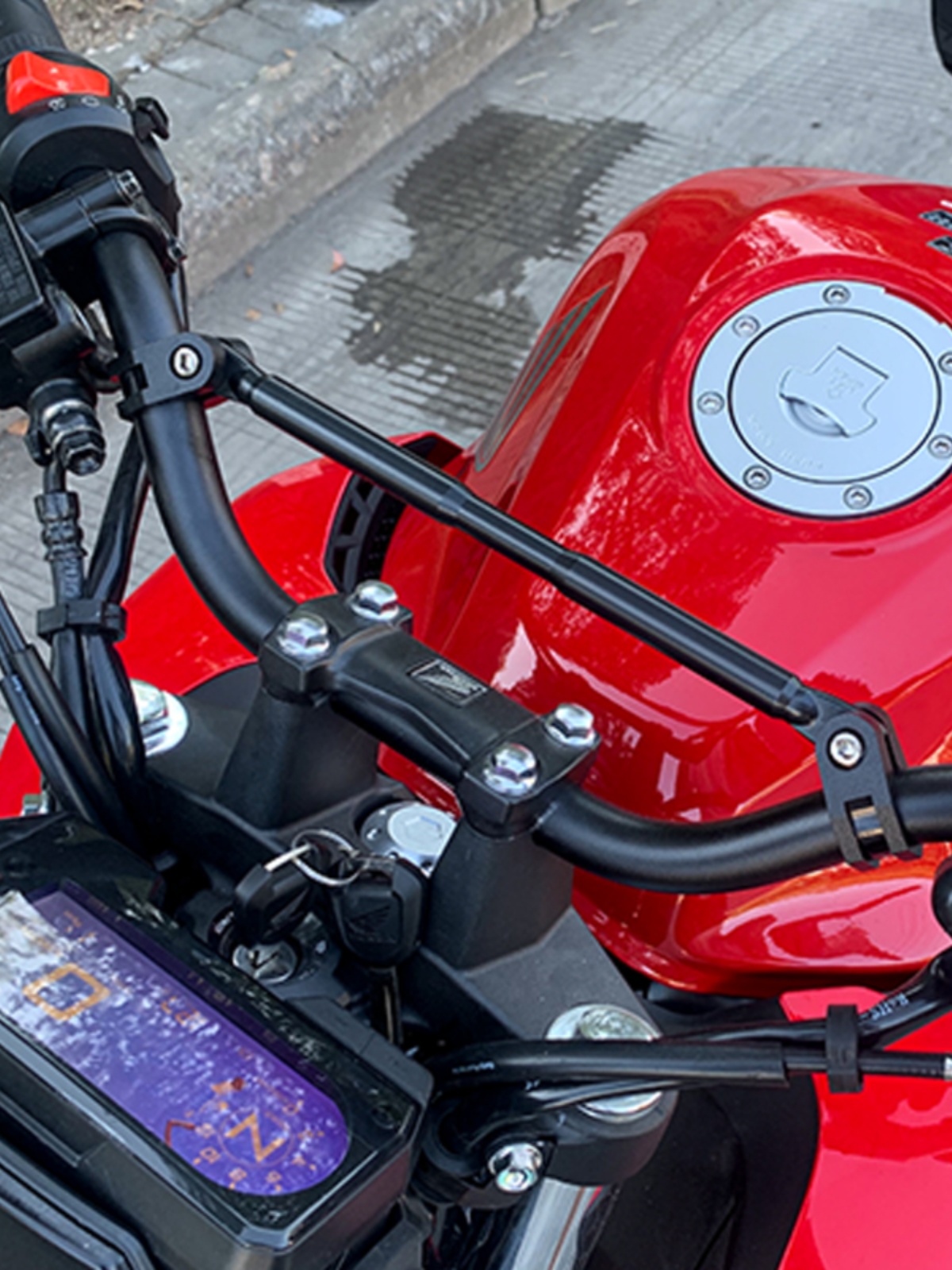 销适用本田CB400F摩托车改装加高后移手把独松把手后视镜牛角护厂