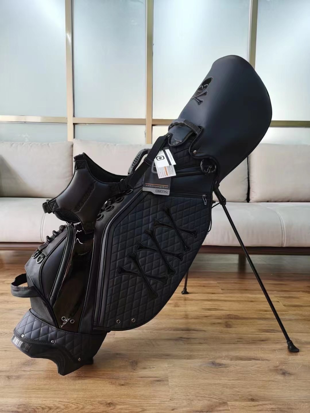 【2021新款】韩国潮牌高尔夫支架包PU皮革球包透明个性骷髅球包