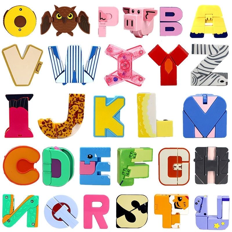 正版灵动创想字乐星儿童早教益智玩具26个字母学英语变形动物无盒
