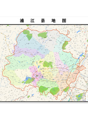 浦江县地图2023年行政区划市区主城区街道交通地图定制图片素材