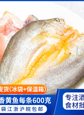 咸香黄鱼600克袋装舟山脱脂黄花鱼新鲜冷冻海鲜水产商用食材