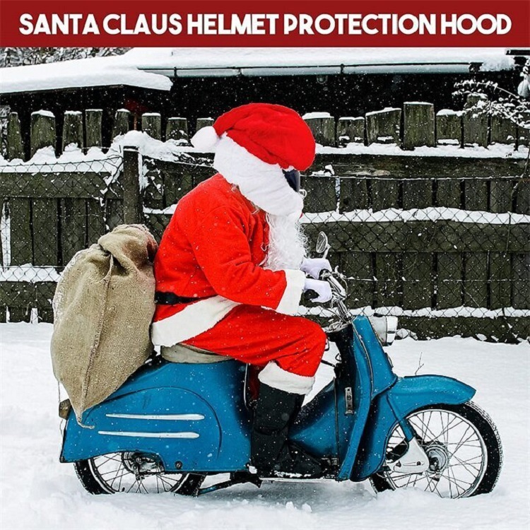 跨境摩托车头盔圣诞帽疯狂搞笑老人摩托车头盔罩帽户外装饰品
