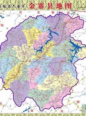 2019年1月安徽省六安市金寨县交通旅游行政乡镇村落分布地图