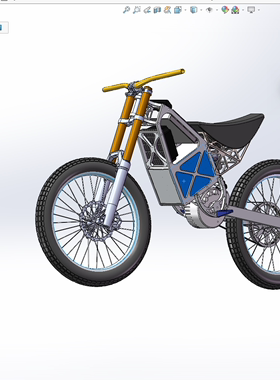 一款电动山地减震摩托车3D模型图纸solidworks原图档STEP格式