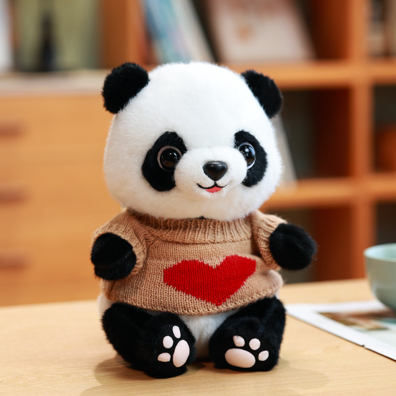 可爱熊猫公仔花花毛绒玩具仿真熊猫玩偶布娃娃生日六一儿童节礼物