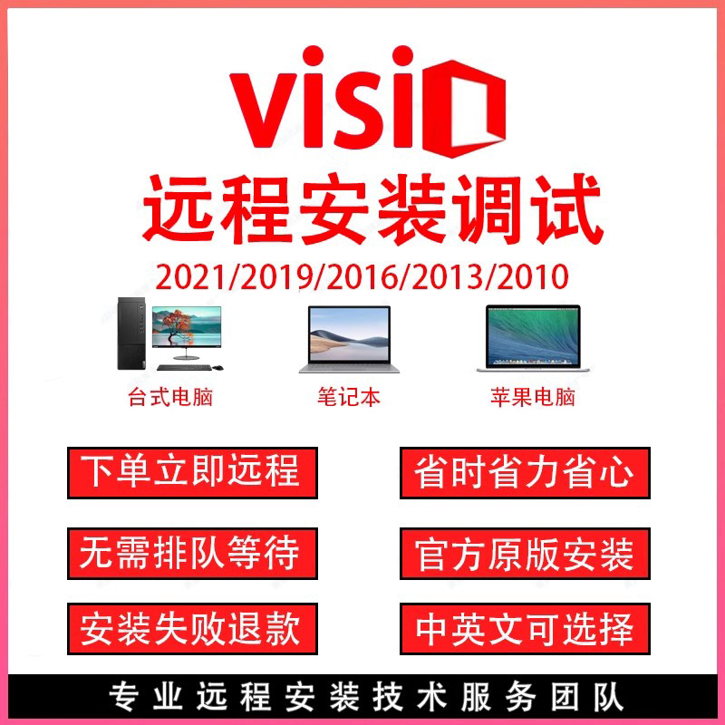 visio2021/2019/2016/20132010流程图软件专业版远程安装调试服务