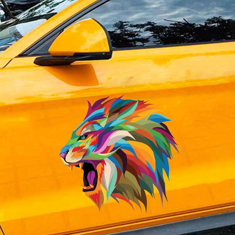 车门贴狮子头车贴中国彩绘画划痕遮挡个性创意摩托电动车装饰贴纸