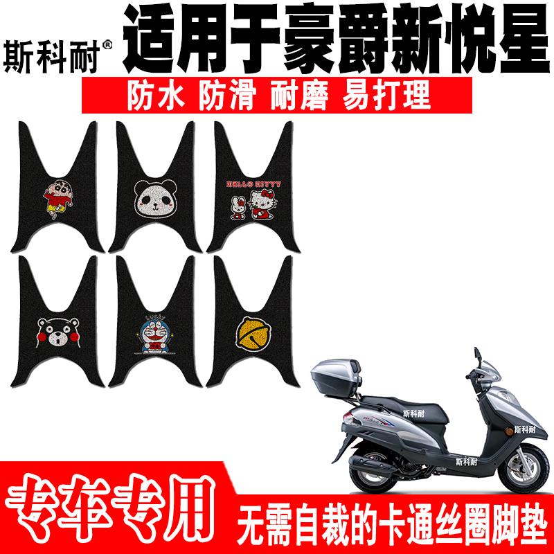 适用于豪爵新悦星摩托车脚垫HJ125-23可爱卡通防水防滑丝圈脚踏垫
