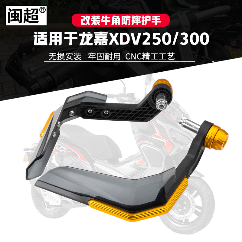 适用于龙嘉XDV250/300风挡护手踏板摩托车牛角保护杠防摔改装配件