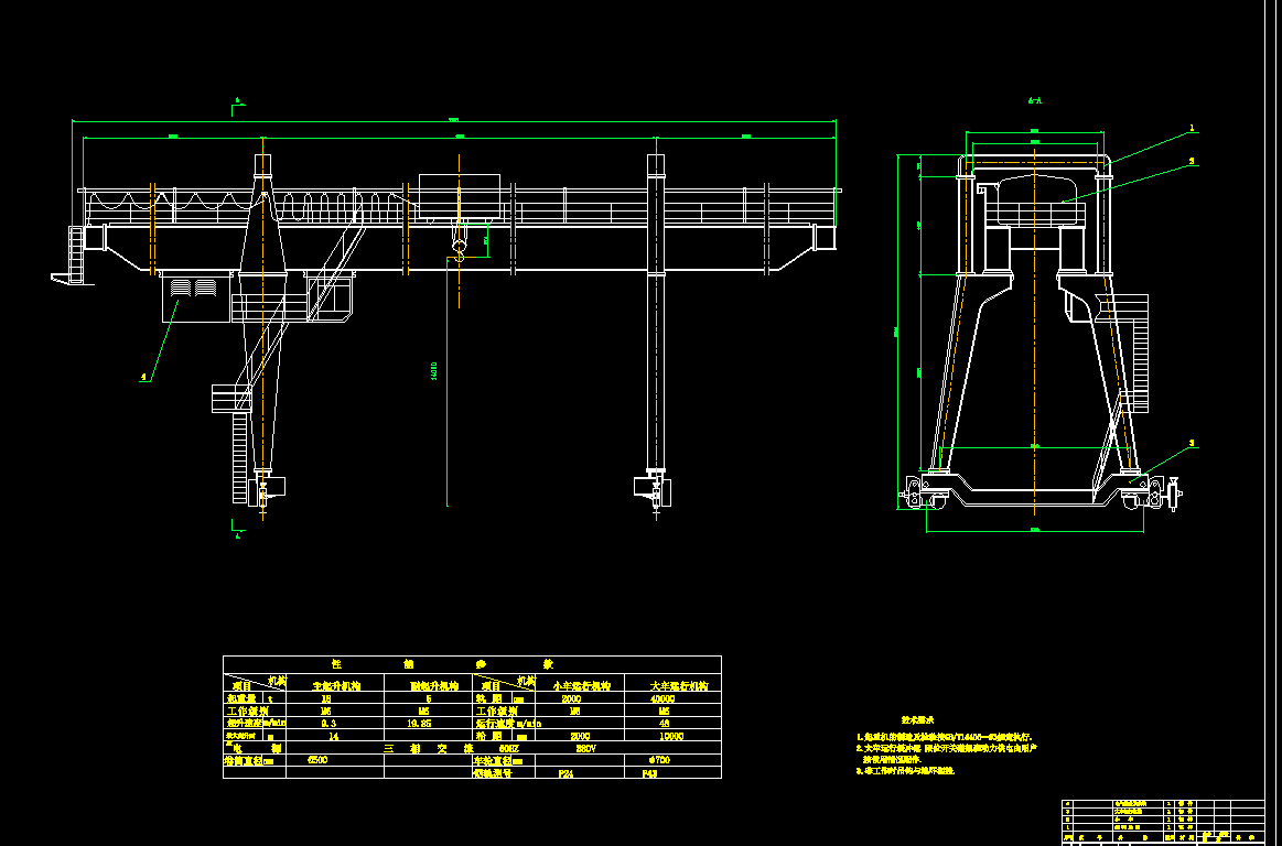 185t 40m A型双梁门式起重机结构设计2D图机械CAD素材