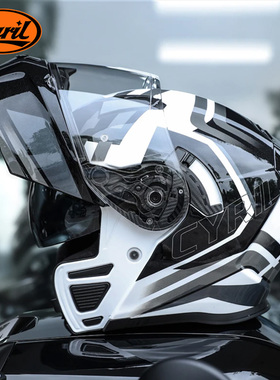 新款CYRIL赛罗揭面盔摩托车头盔夏季男女双镜片机车全盔踏板四季