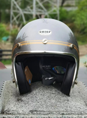 新品台湾CHIEF头盔 金边系列 复古盔3/4 哈雷情侣半盔姜戈摩托车